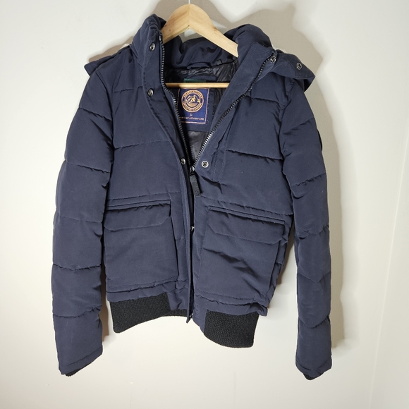 Superdry Everest Explorer Puffer Bomber Jacket Black Removeable Hood Women's 6 - Picture 1 of 9